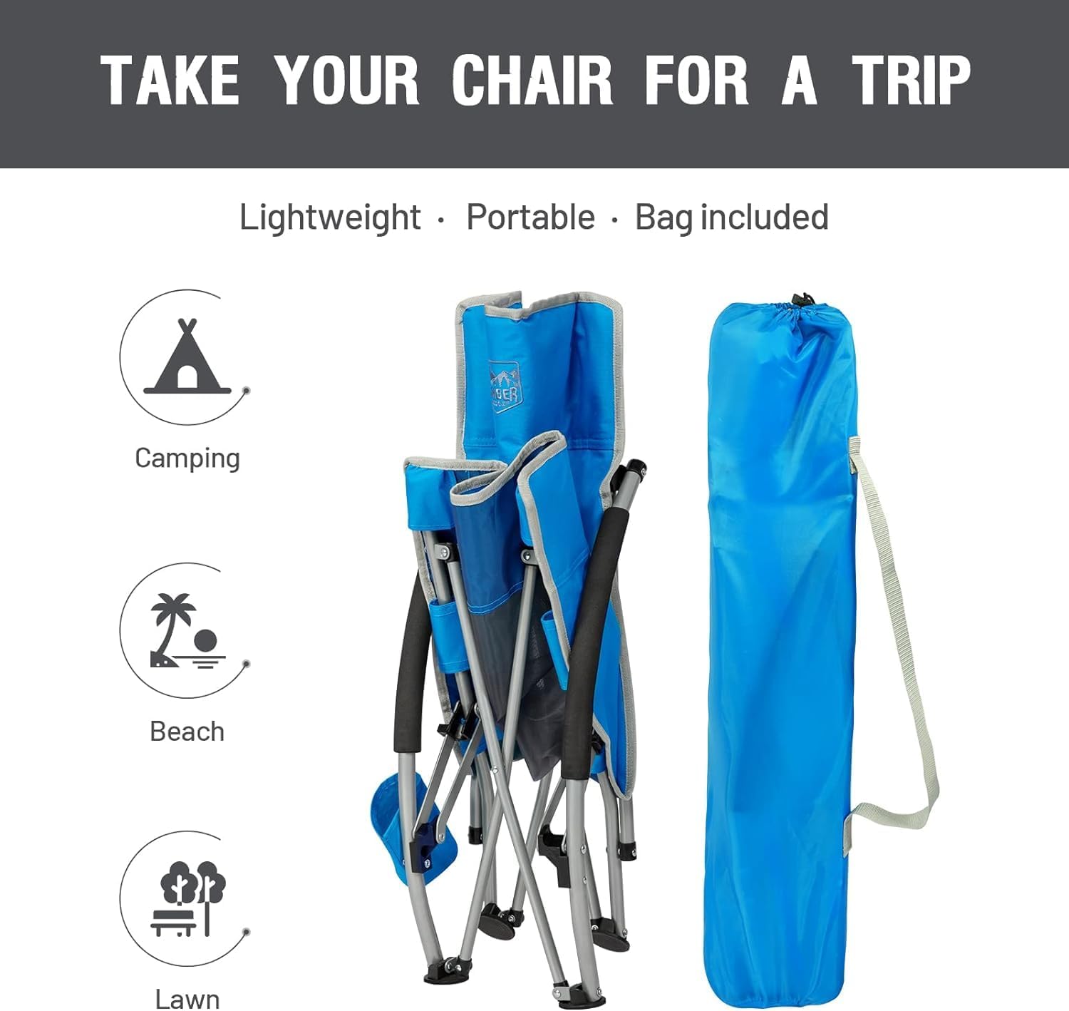 Thumbnail 4 de TIMBER RIDGE Low Beach Chair Set of 2: Folding Lightweight Camping Chairs with Mesh Back and Cup Holder