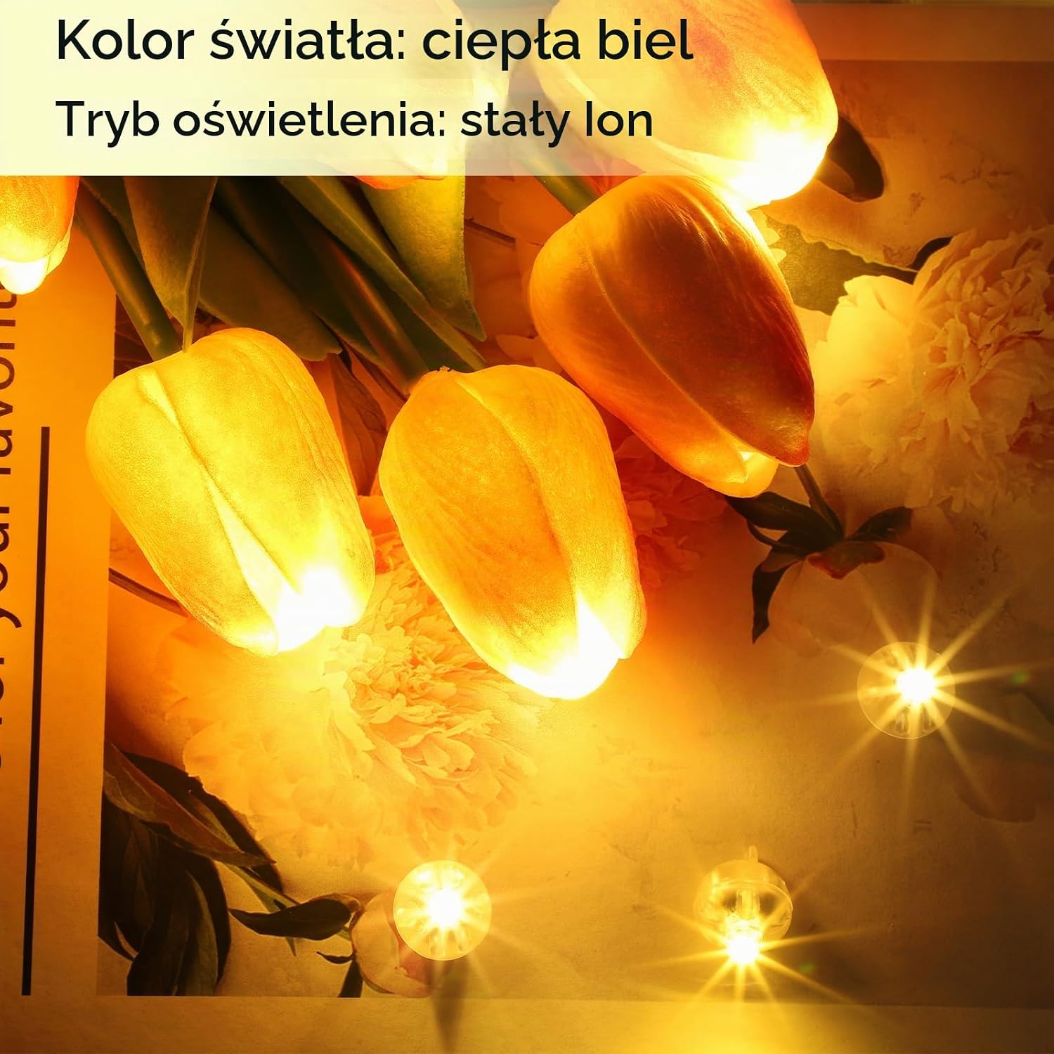 Detalle 2 de A.bigwhale zestaw 60 mini lampek LED, ciepła biel, zasilanie bateryjne