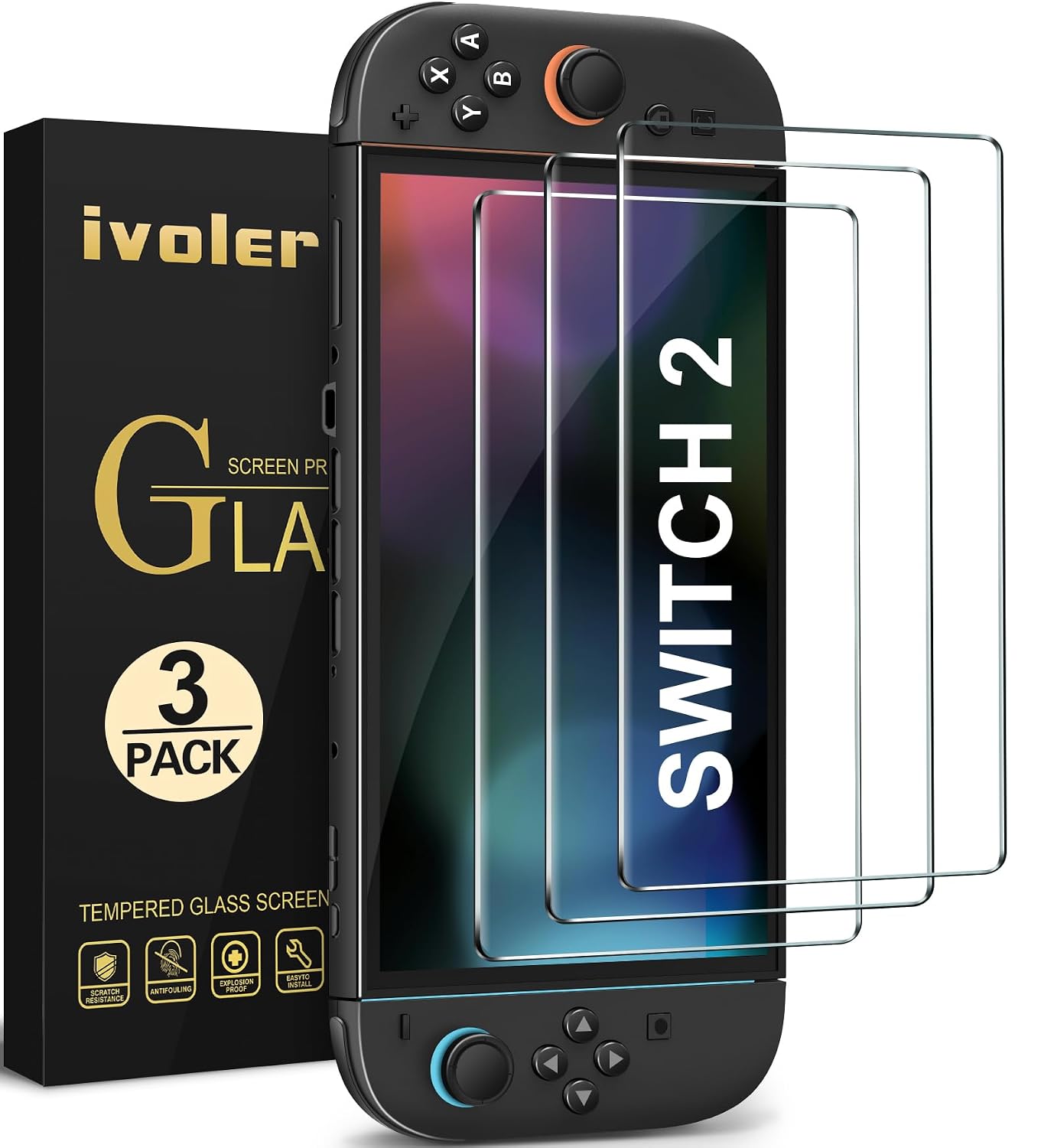 Detalle de ivoler Nintendo Switch 2 screen protector, 3-Pack 7.9 in