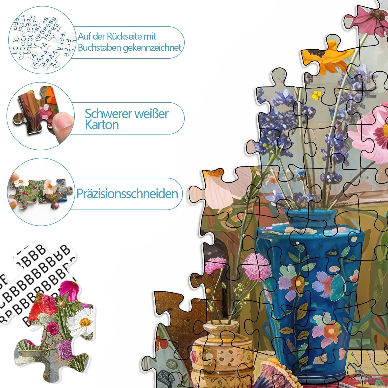 Detalle 2 de 1000 Piece Jigsaw Puzzle Vase 27.56×19.69in