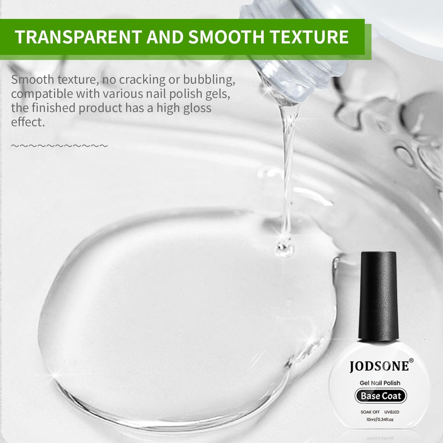 Thumbnail 5 de JODSONE Set da 2 flaconi da 10 ml di gel per unghie: base, top e finish luminoso per casa e salone