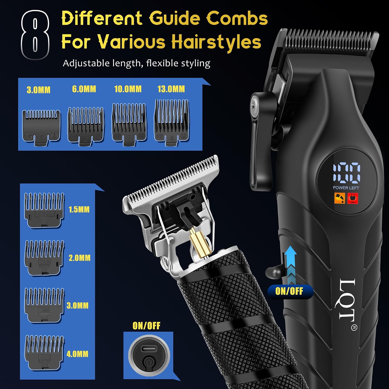 Detalle de LQT Men's 4-in-1 Cordless Hair Clippers & Trimmer Kit