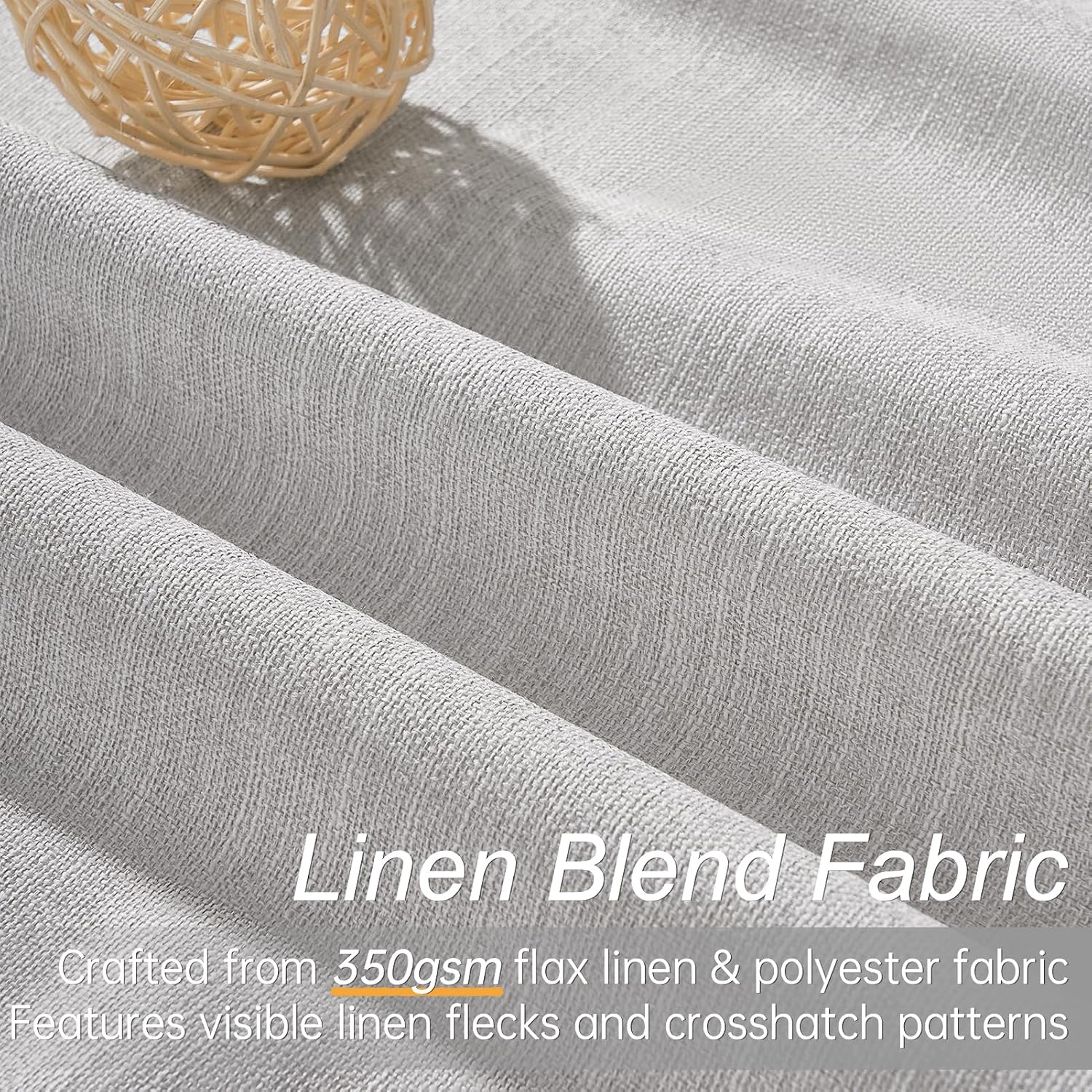 Thumbnail 2 de Topfinel 92-Inch Blackout Linen Curtains: 2 Panels, 52 x 92", Textured Linen with 100% Light Blocking
