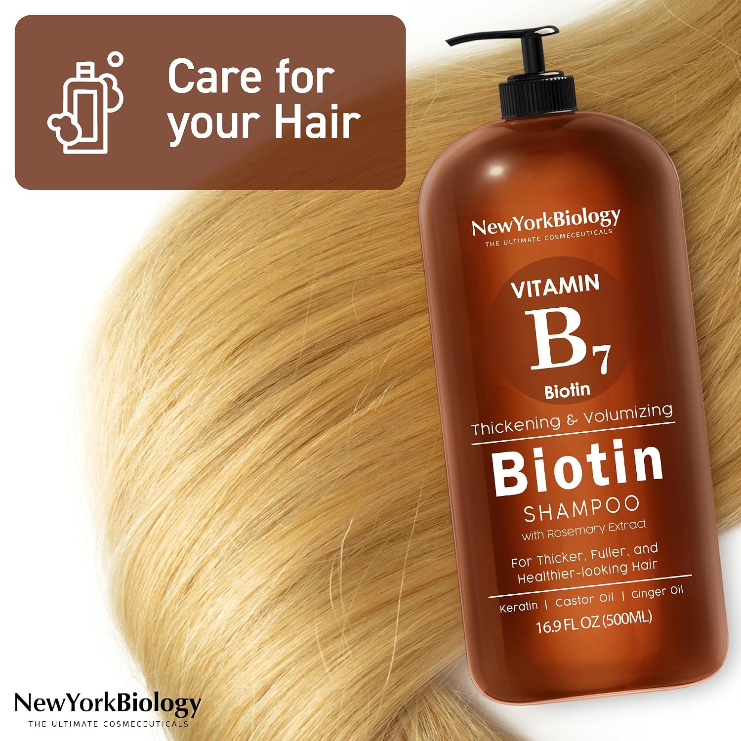 Detalle 2 de New York Biology Biotin Shampoo, 16.9 Fl Oz for Dry and Thin Hair