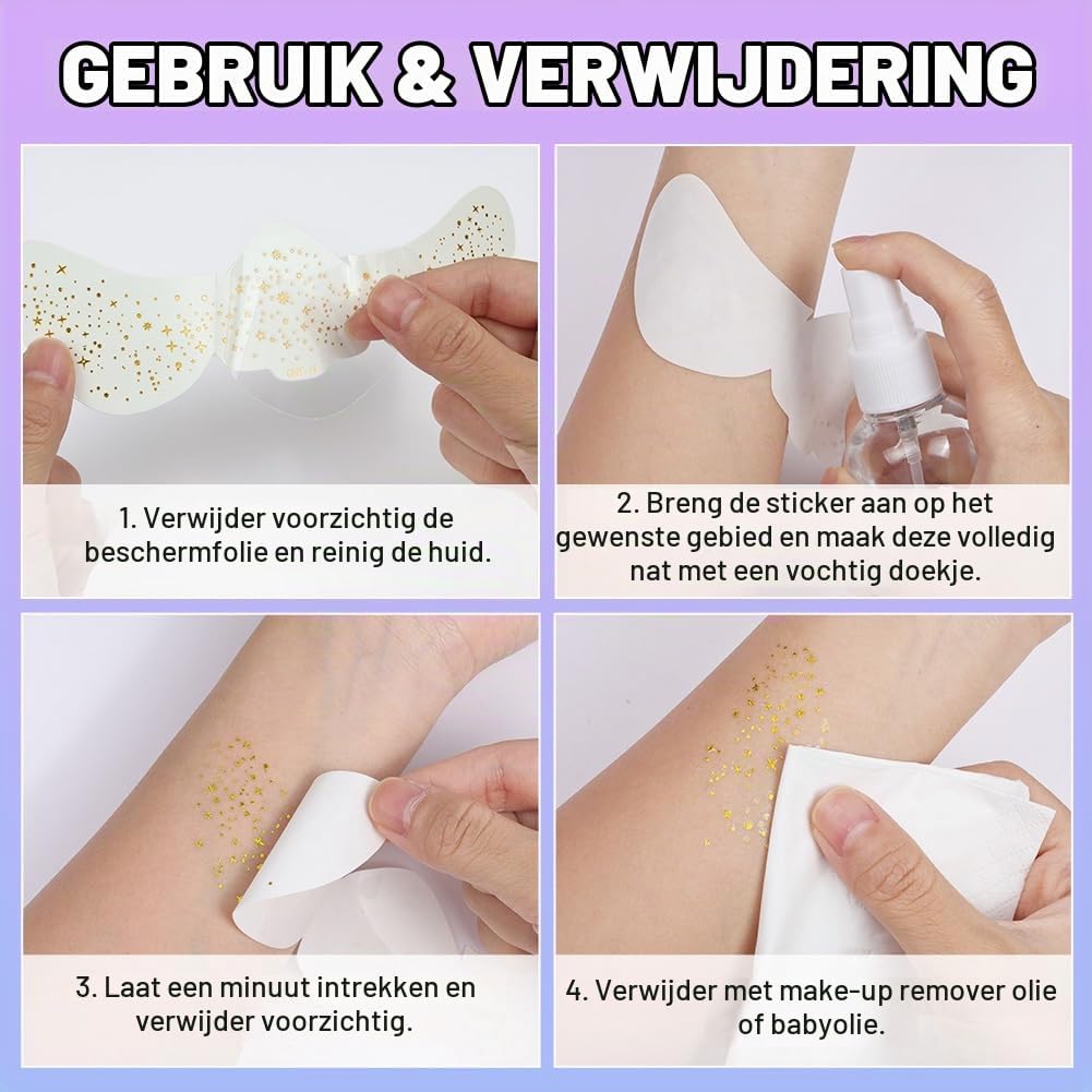 Thumbnail 5 de AOOWU 5064271 glitter-sproetentattoos, 20 zilveren sterren en stippen