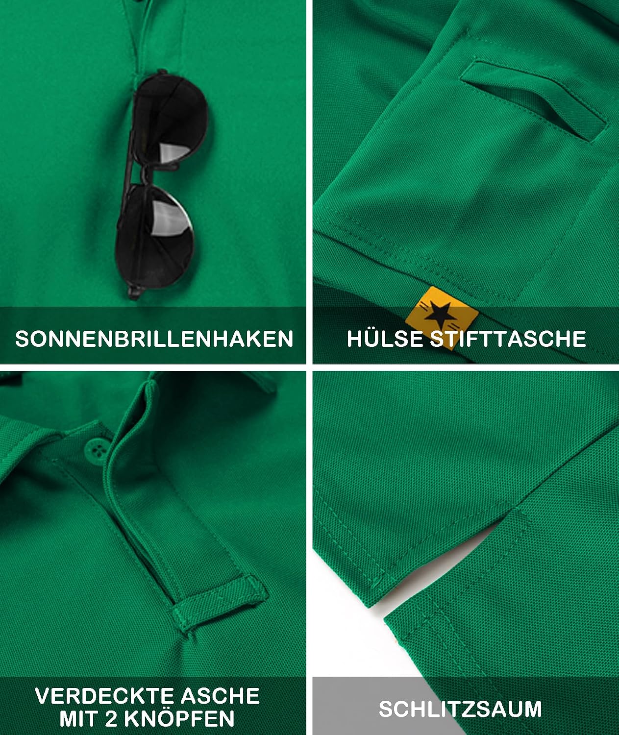 Detalle de JACKETOWN Polohemd Herren Kurzarm – Atmungsaktives, schnelltrocknendes Golf-Poloshirt, Regular Fit