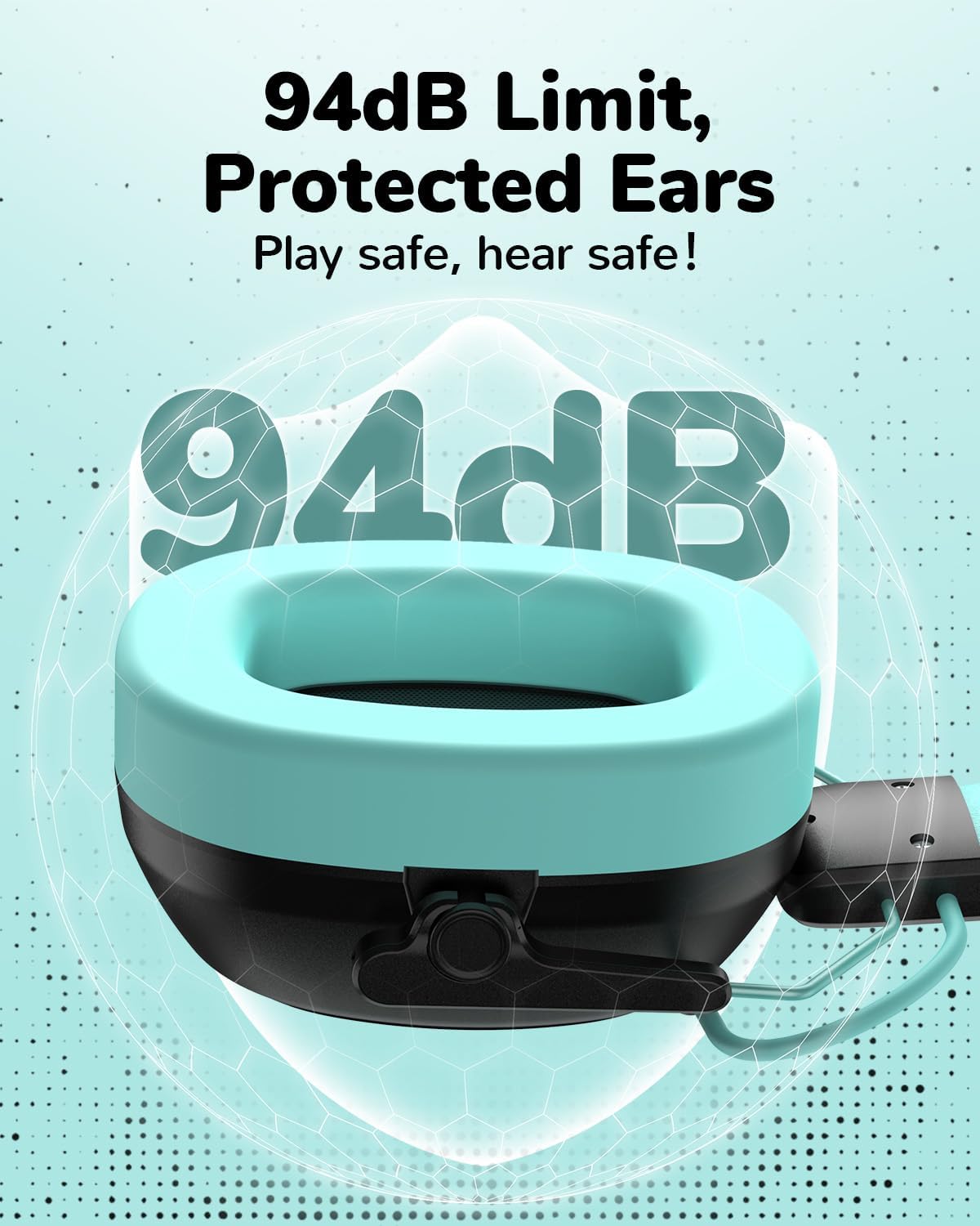 Detalle de Bluetooth 6.0 Kids Ear Defenders with 80H Battery: 29dB Noise Reduction & 94dB Volume Limit
