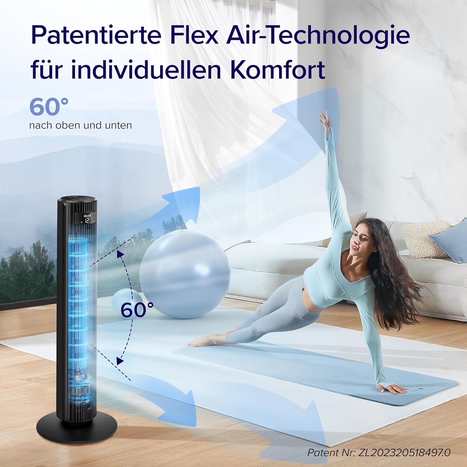 Thumbnail 4 de Levoit Smart APP Turmventilator – leiser Turmventilator für Schlafzimmer, 4 Modi, 12 Stufen, App & Alexa