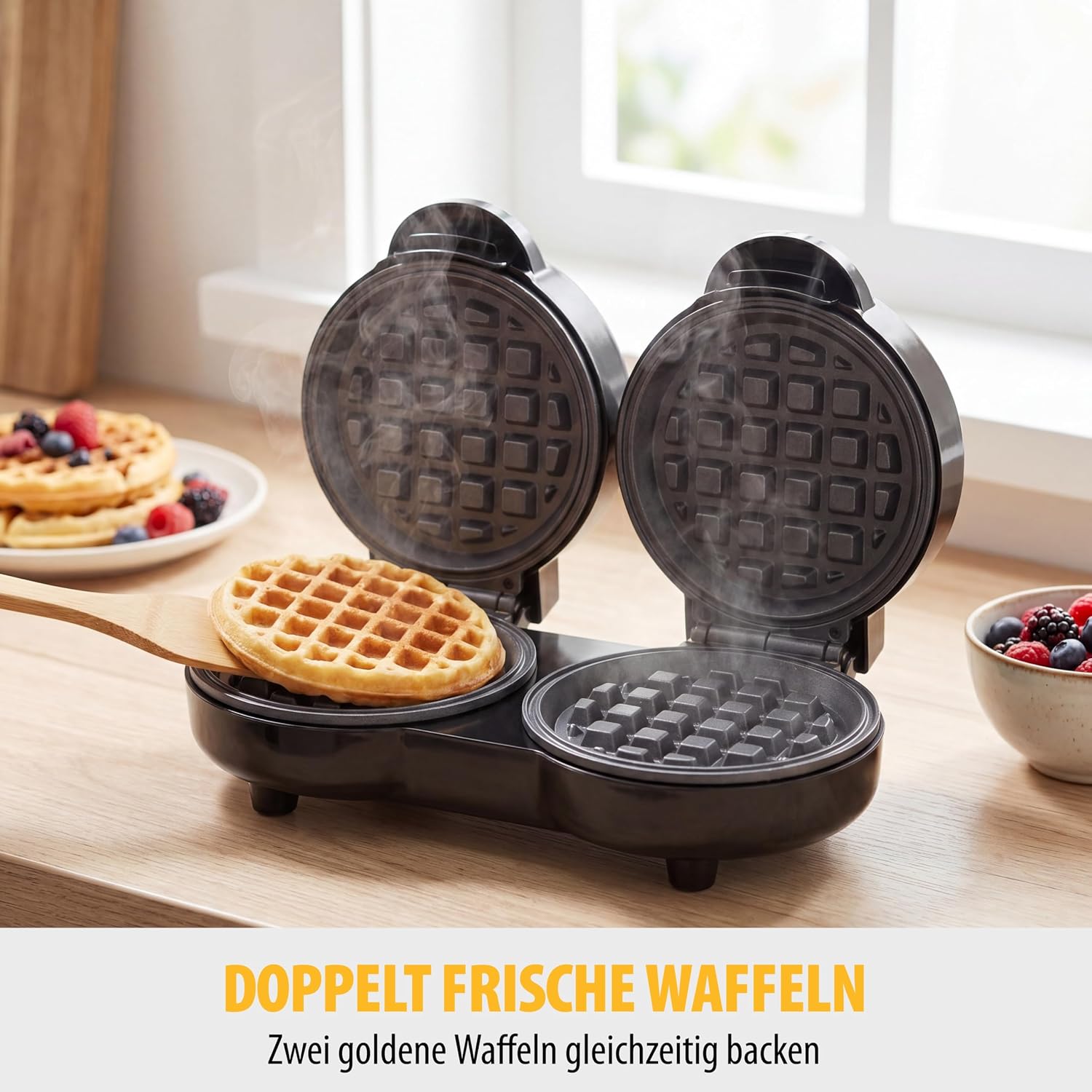 Detalle de Tristar Doppel-Mini-Waffeleisen WF-2115 – 2 Waffeln pro Durchgang, 1100 W Leistung