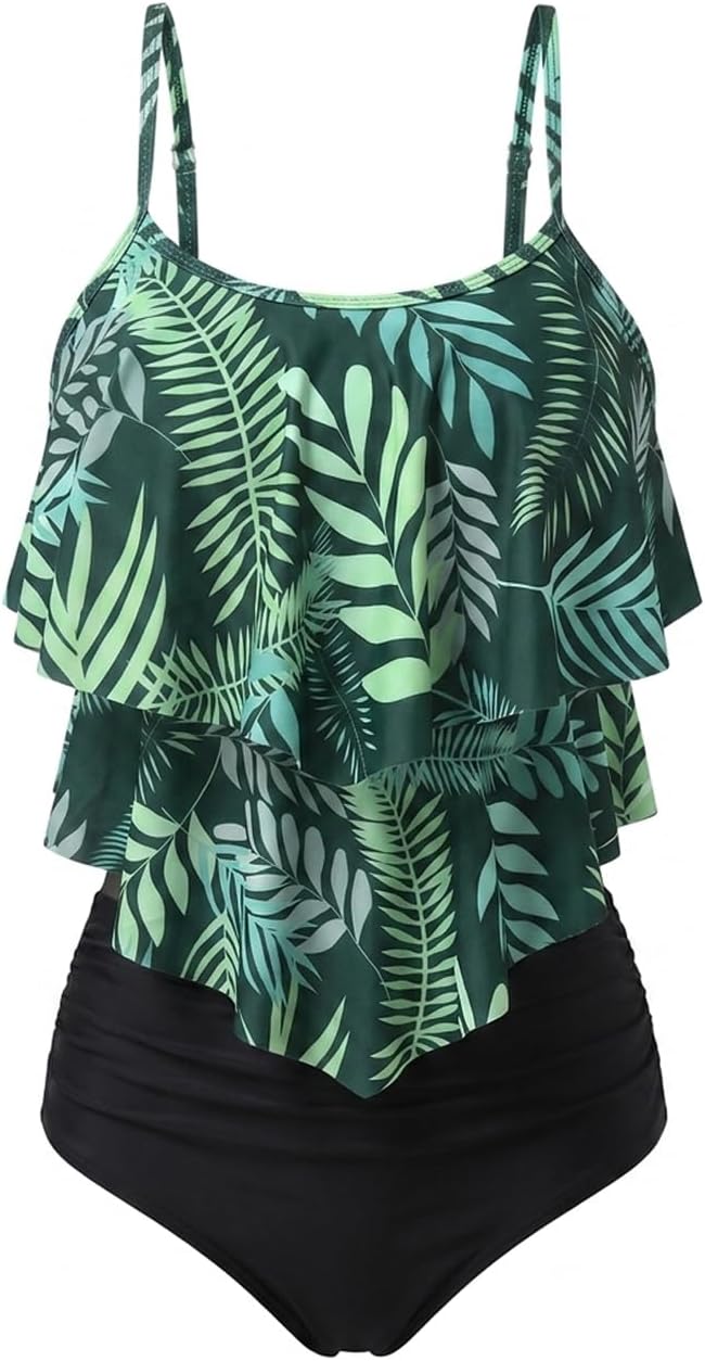 Thumbnail 6 de FLYILY Femmes Two-Pièces Tankini Taille Haute à Volants et Ruché