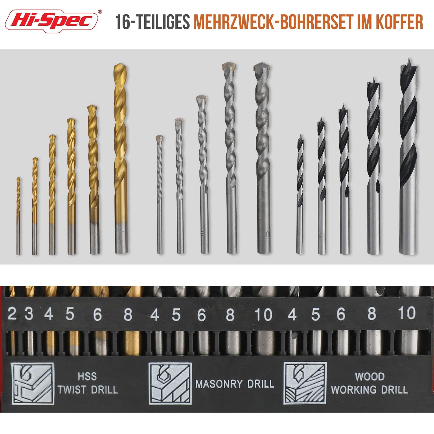 Detalle 2 de Hi-Spec Juego de Brocas 16 piezas