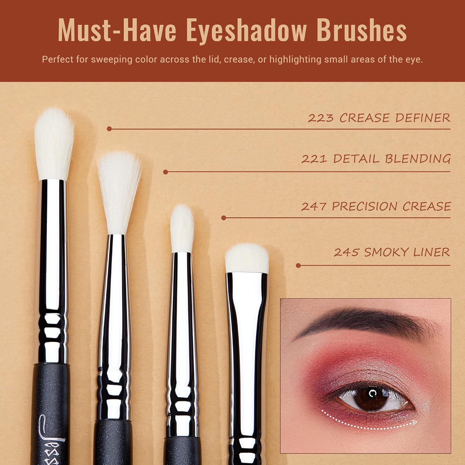 Detalle de Jessup Set de pinceaux maquillage pour fard à paupières 11 pièces (dont pinceau estompeur, anti-cernes yeux) – Nior T340