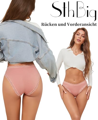 Detalle 2 de Sth Big Culotte Femme Coton avec Dentelle – Lot de 6, Confort et Élégance au Quotidien