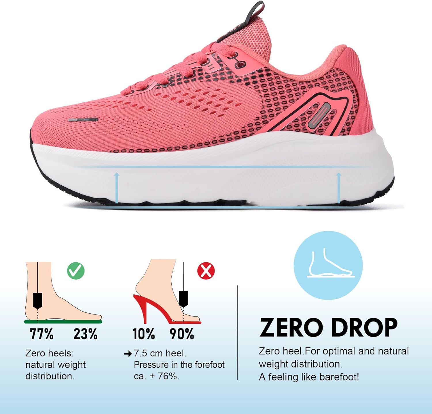 Thumbnail 2 de JACKSHIBO Wide Toe Box Zero-Drop Sneakers with Arch Support for Running, Walking & Plantar Fasciitis