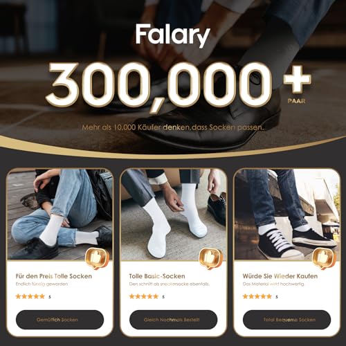 Detalle 2 de FALARY Socken Herren 43-46 – 12 Paar weiße Baumwoll-Sportsocken, atmungsaktiv und verstärkt