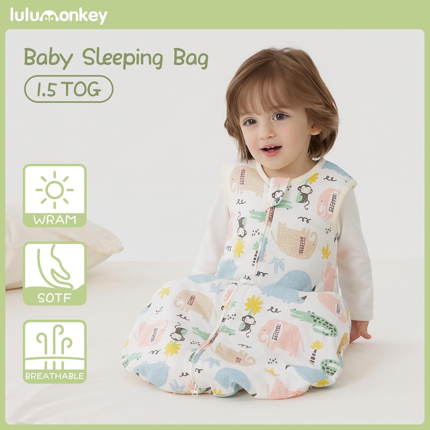Detalle 2 de LULUMONKEY 1.5 Tog Baby Sleeping Bag 18-36 Months