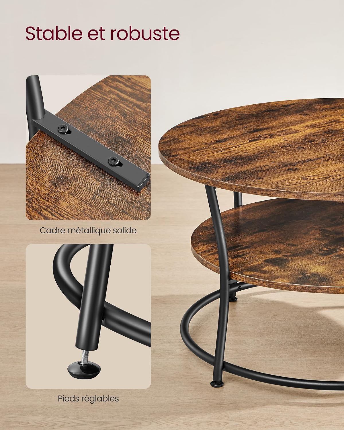 Thumbnail 4 de VASAGLE LCT80BX table basse ronde 80 cm