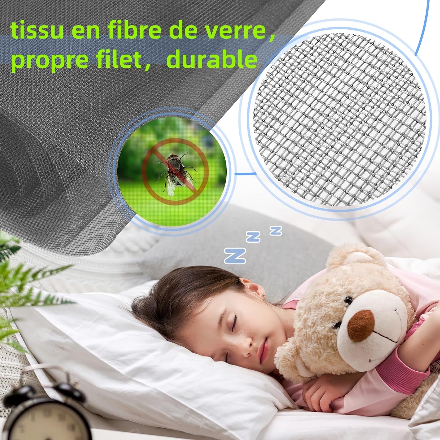 Detalle de UtauHom Moustiquaire Fenêtre Magnétique Recoupable jusqu’à 130x150 cm – Moustiquaire fibre de verre, sans vis, cadre blanc, mesh grise