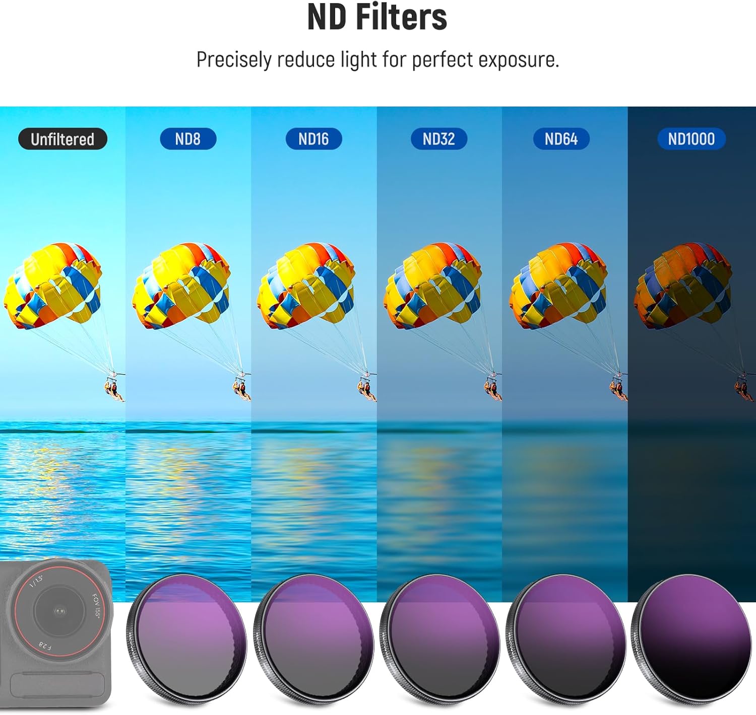 Thumbnail 4 de NEEWER Set filtri ND + CPL per DJI Osmo Action 3/4/5 Pro (6pz) FL-A78
