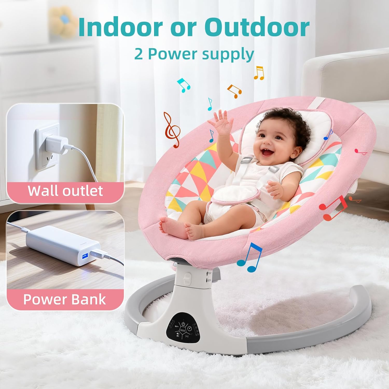 Thumbnail 3 de cozydwells Baby Bouncer from Birth Electric Swing Chair with Bluetooth (Pink)