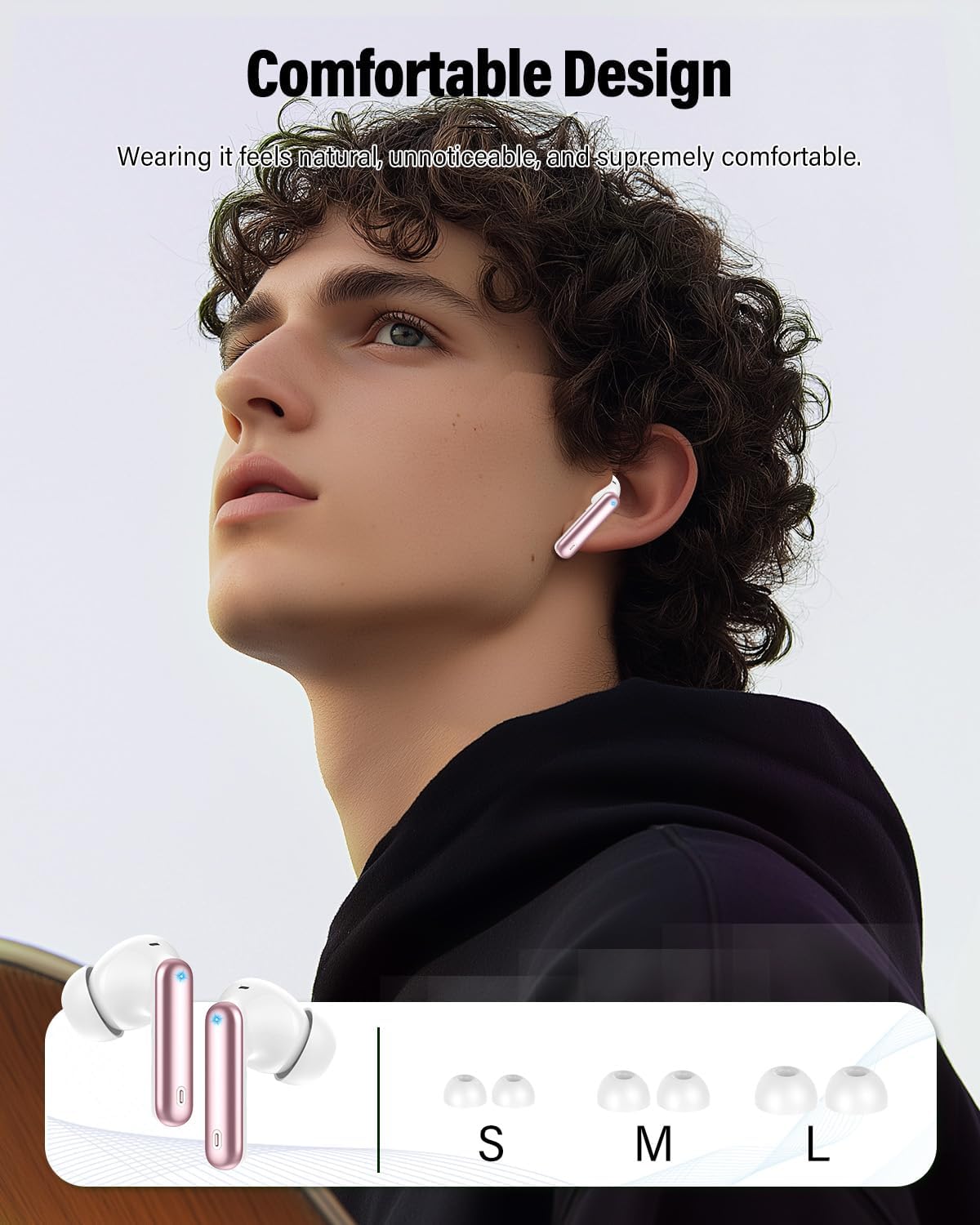 Thumbnail 6 de Btootos A-A90 Pro Wireless Earbuds, Bluetooth 5.4, Rose Gold, LED Display