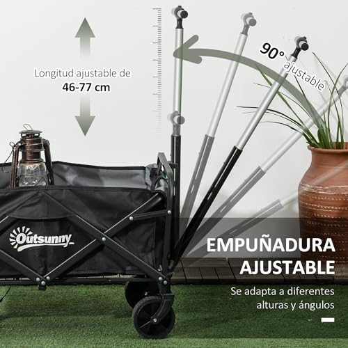 Detalle 2 de Outsunny Carro Plegable con Ruedas Grandes: transporte práctico para playa, compras y camping