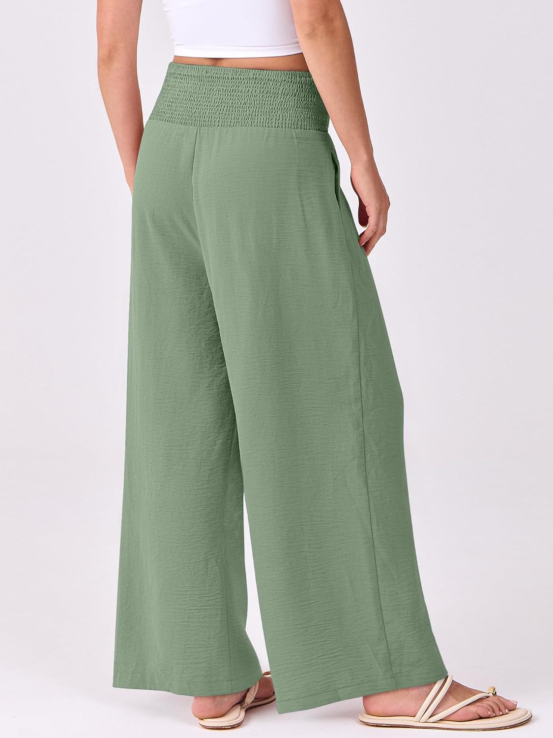 Thumbnail 3 de ANRABESS Women Palazzo Pants: Flowing Wide-Leg High-Waist Lounge Trousers with Pockets
