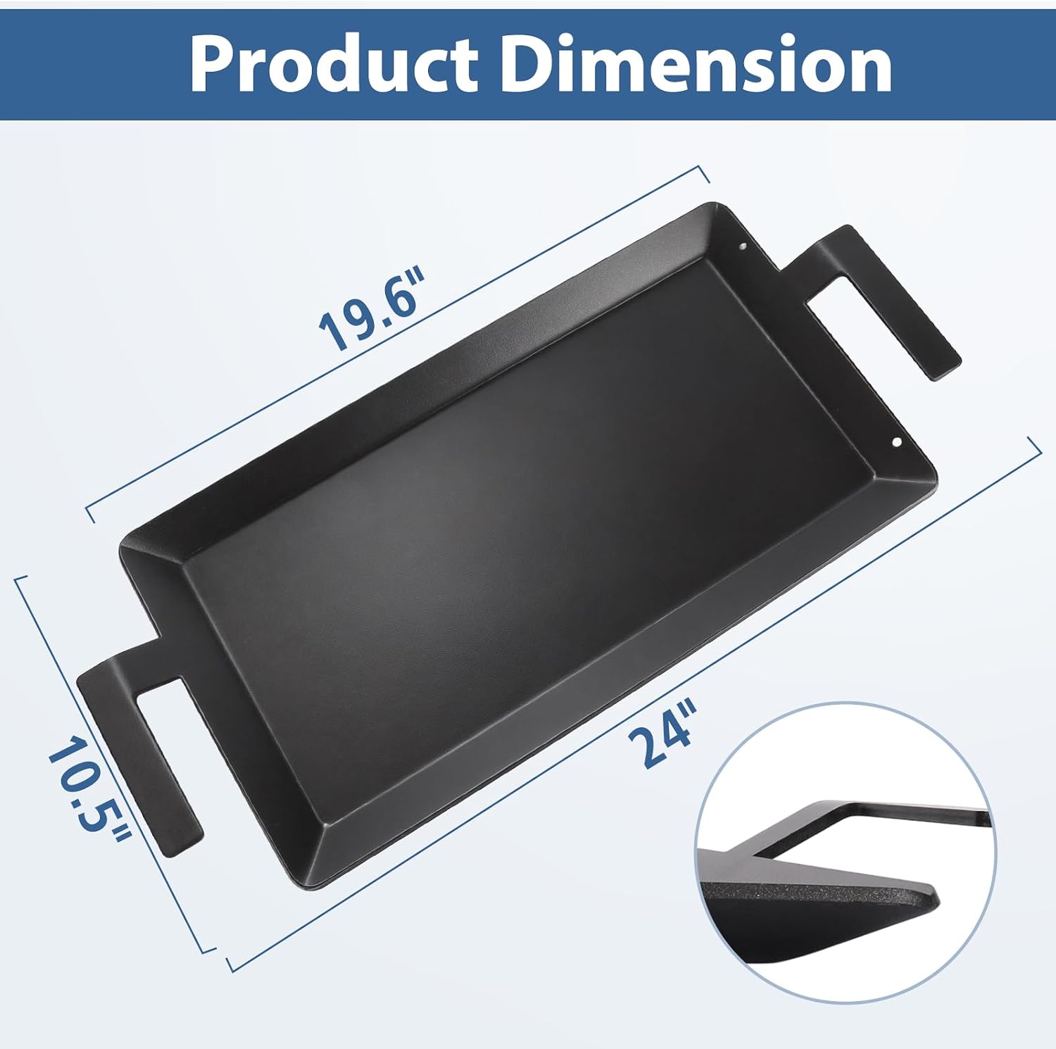 Detalle de Yuflame Grill Griddle Plate Carbon Steel Griddle, 24" x 10.5", Ceramic Nonstick