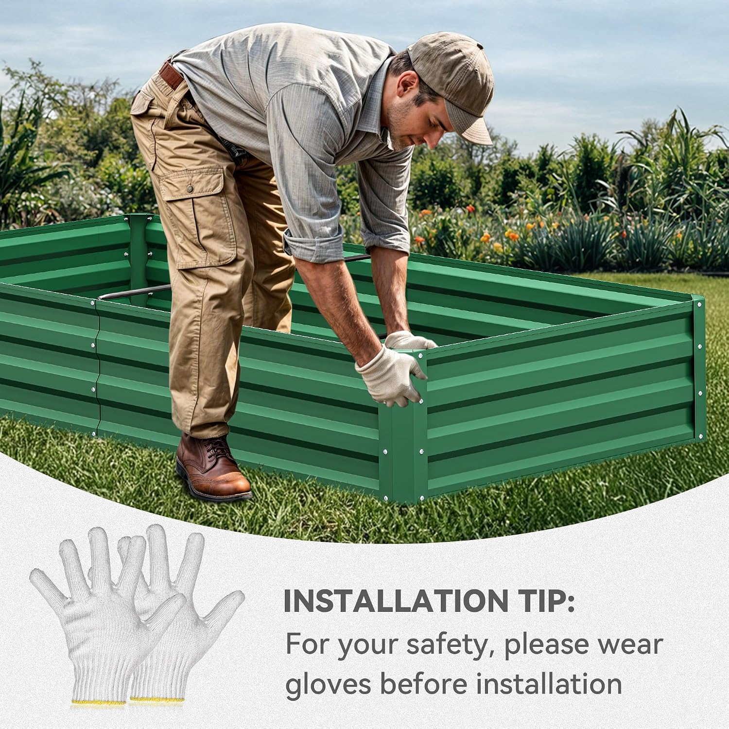 Detalle de YITAHOME galvanized raised garden bed, 72 x 36 x 12 in
