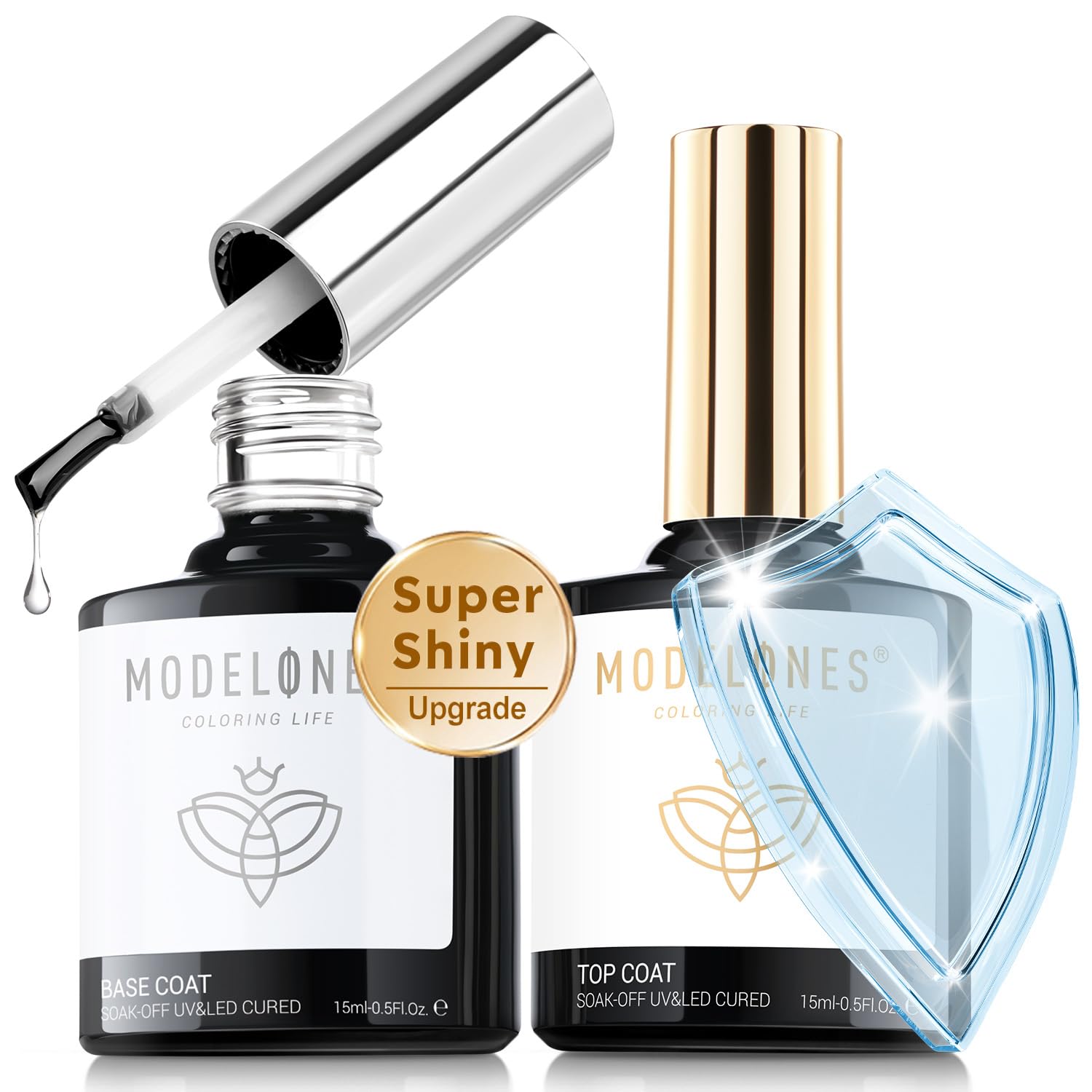 Detalle de modelones Gel Top Coat 15 ml Super Shiny
