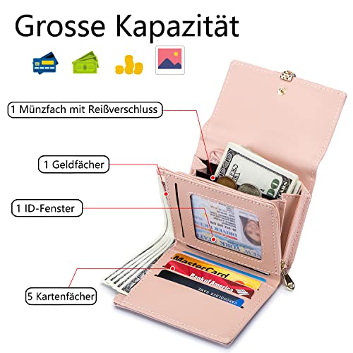 Detalle de Roulens Damen Geldbeutel mit RFID-Blockierung – Klein, veganem Leder, Kurzformat
