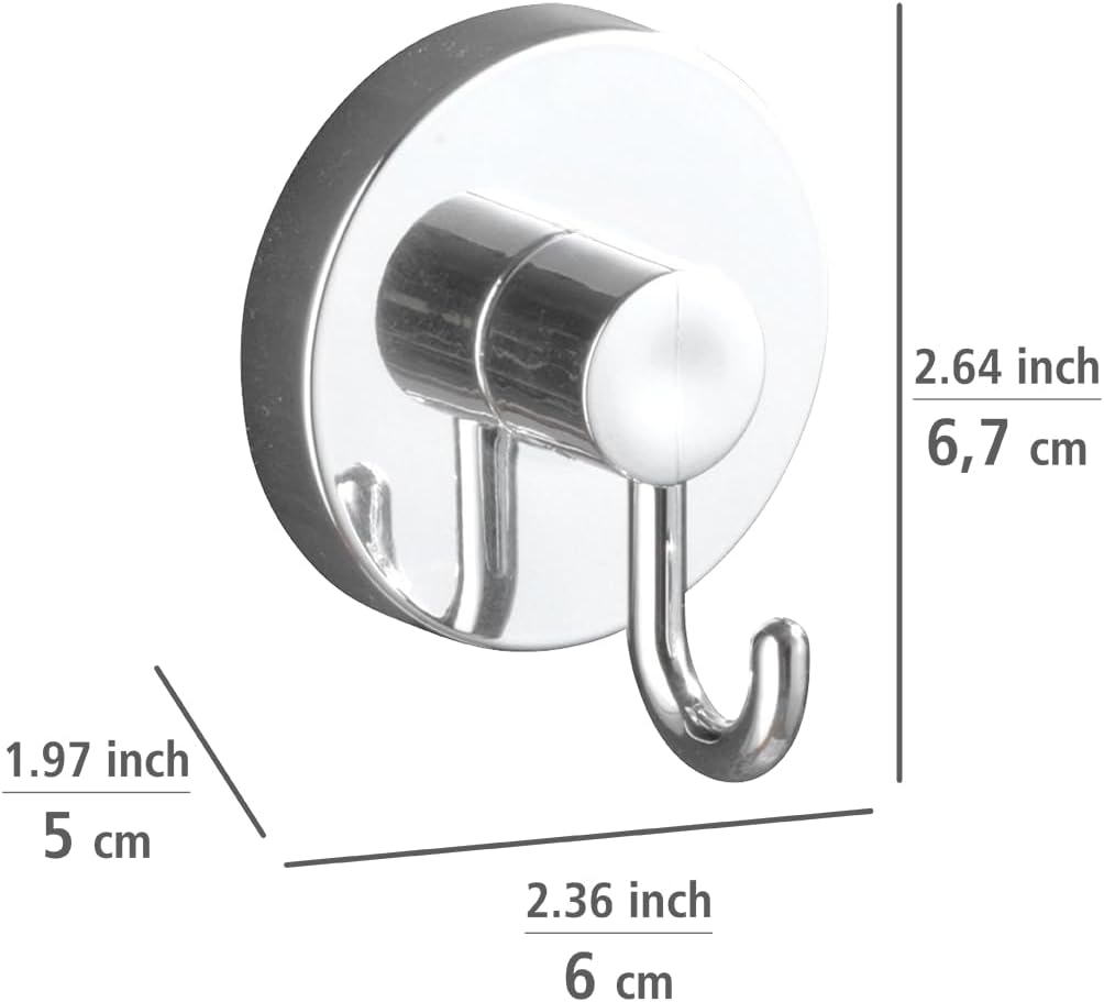 Thumbnail 4 de WENKO Vacuum-Loc gancio cromato set 2 pezzi – fissaggio senza trapano, ABS