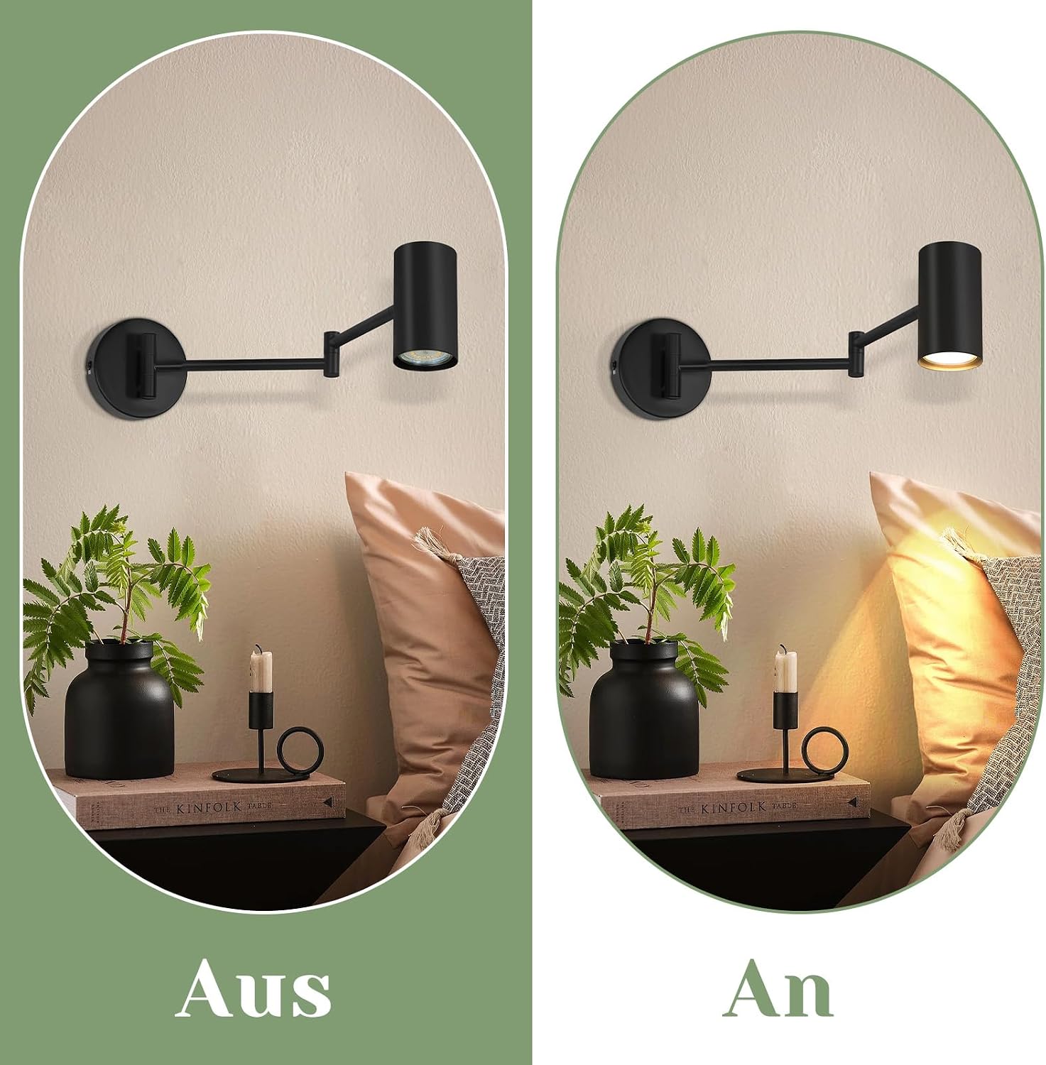 Detalle de Homefire Lampe murale – czarny metalowy kinkiet vintage, obrotowy