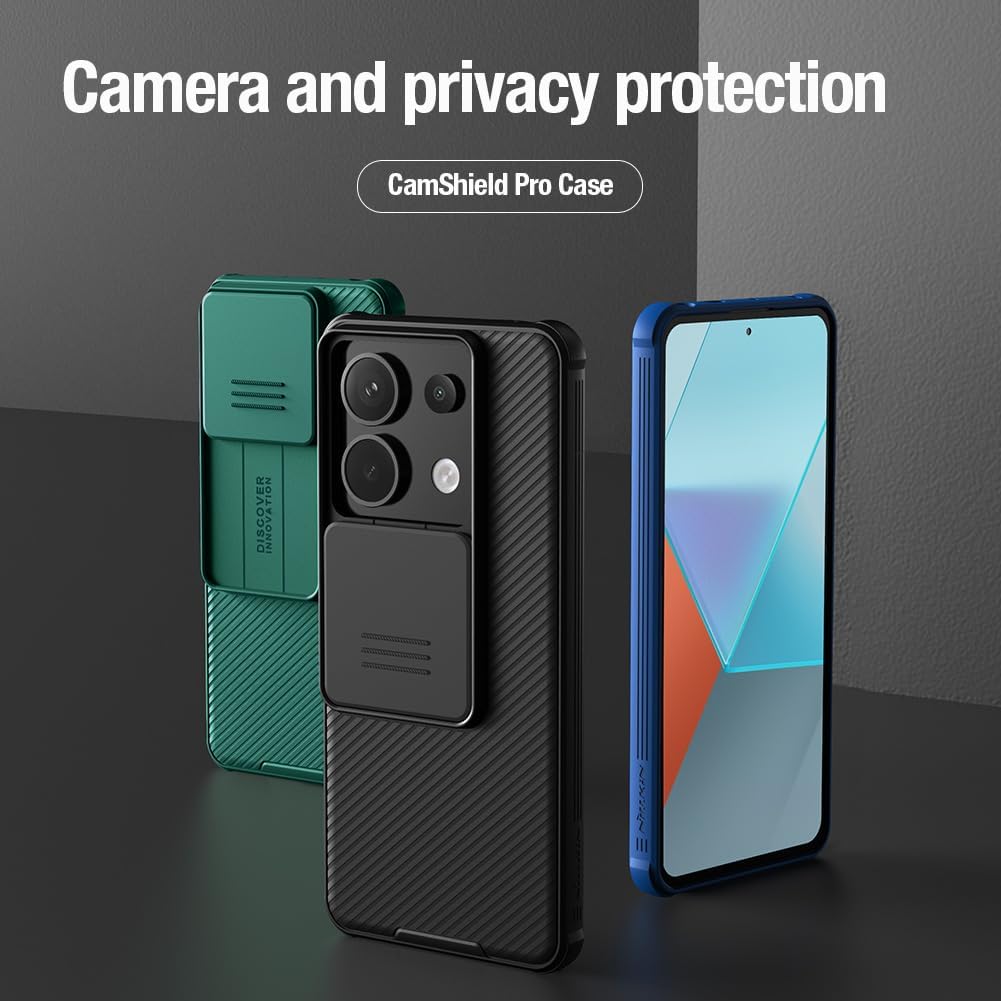 Thumbnail 1 de Xiaomi Redmi Note 13 Pro 5G slim shockproof case with slide camera lens cover (CamShield) in Black