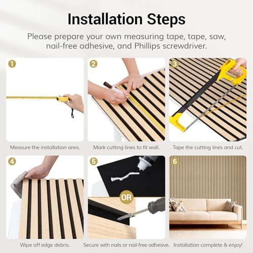 Detalle 2 de TONOR Wood Wall Panels, 4-Pack, 120 x 60 cm, Wood Veneer