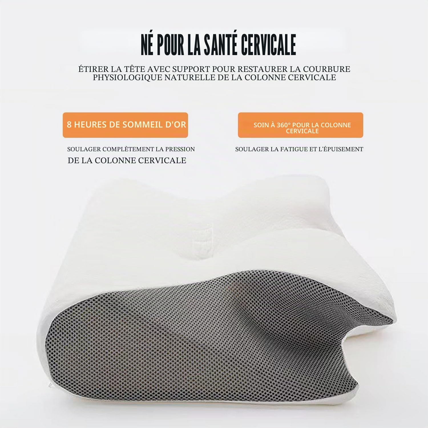 Detalle de Purova Oreiller Ergonomique Cervical – 2 en 1 mémoire de forme, soutien cervical adaptatif