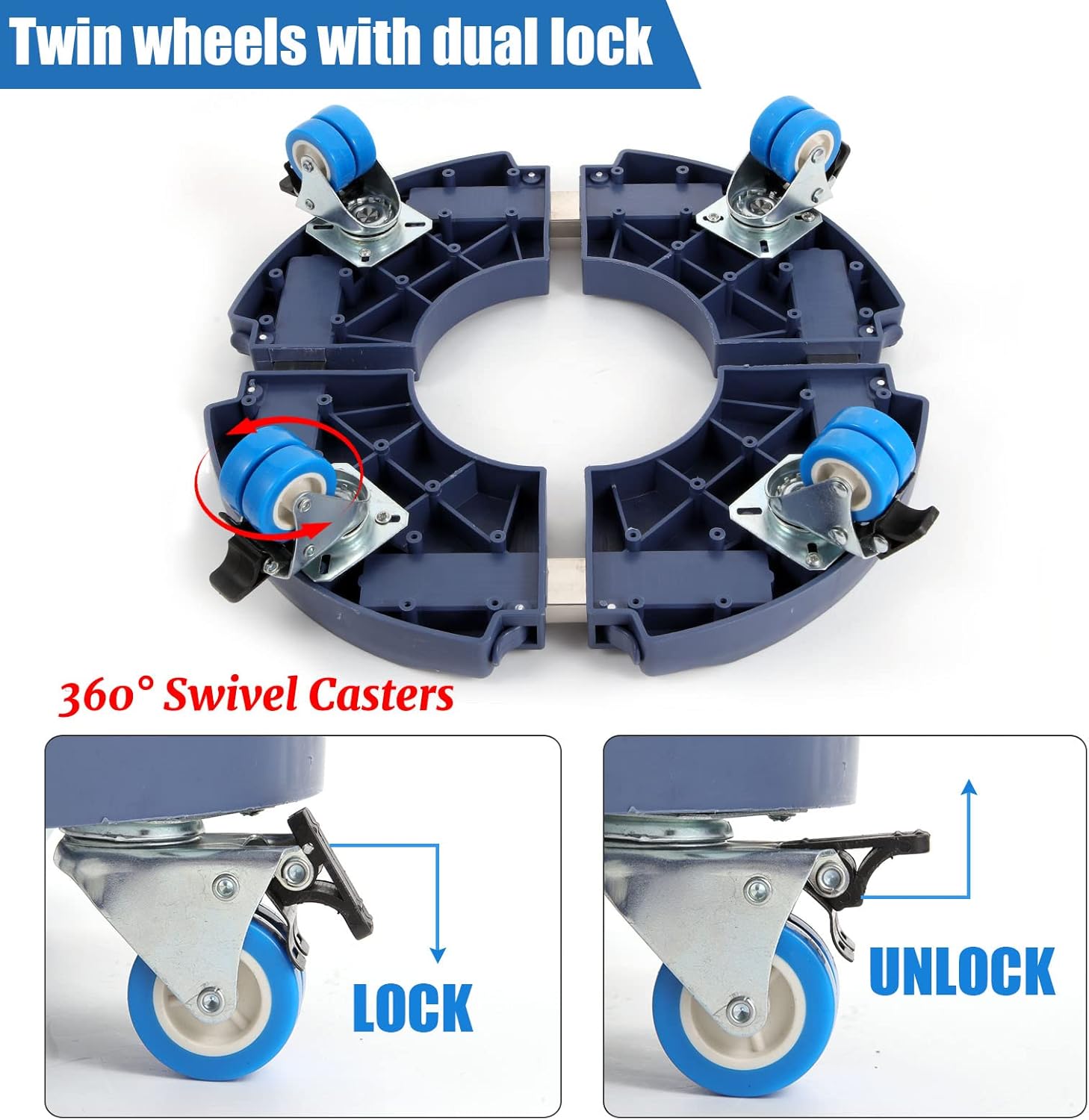 Thumbnail 6 de Sottovaso con Ruote 360° WEIBIDA: carrello portavasi regolabile 40–54 cm, capacità 200 kg