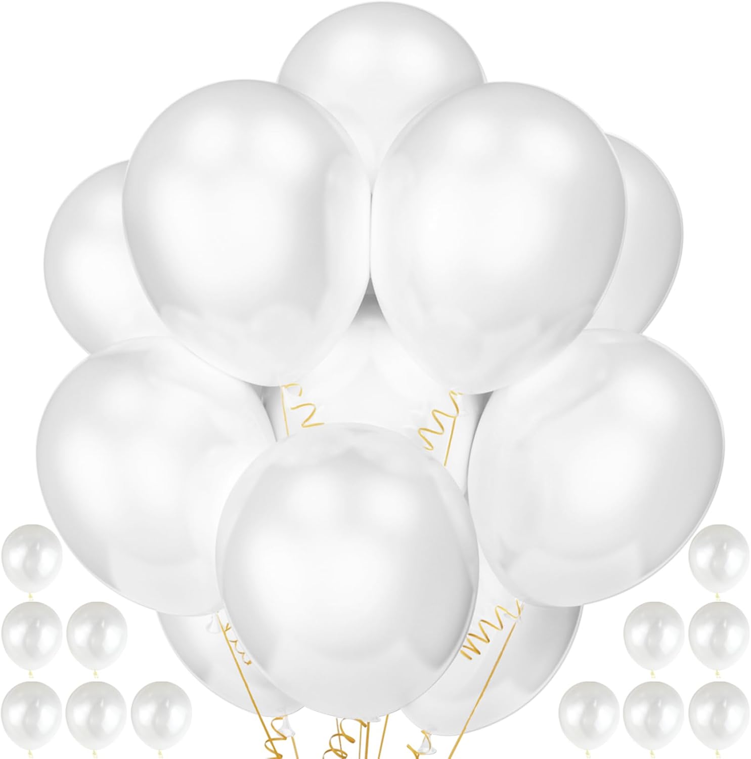 Detalle de QIKOOLAA 120-Pack Pearl White 12-Inch Latex Balloons for Party Decor
