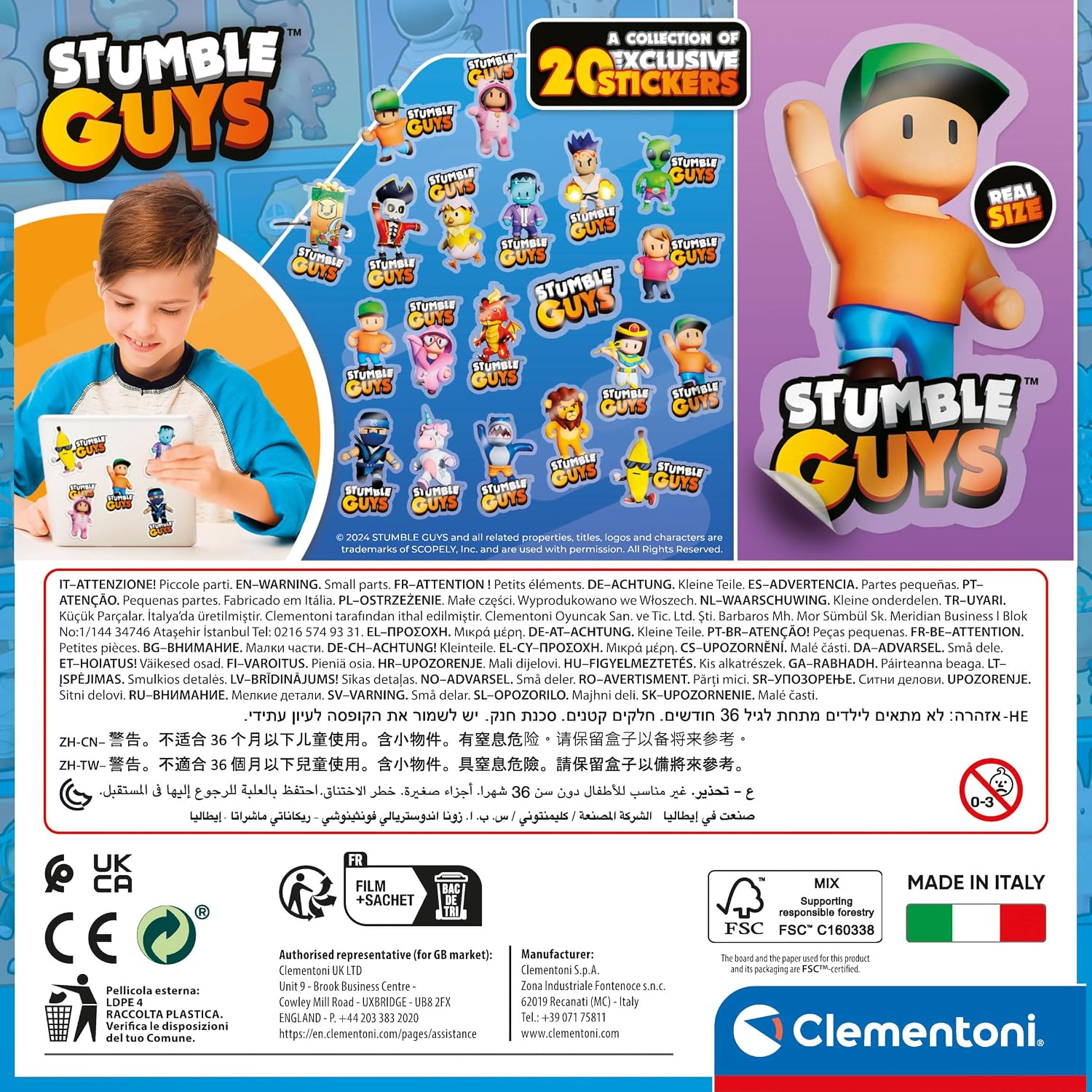 Detalle de Clementoni Guys-180 Teile Kinderpuzzle – Stumble Guys Motive, 7 Jahre, Made in Italy