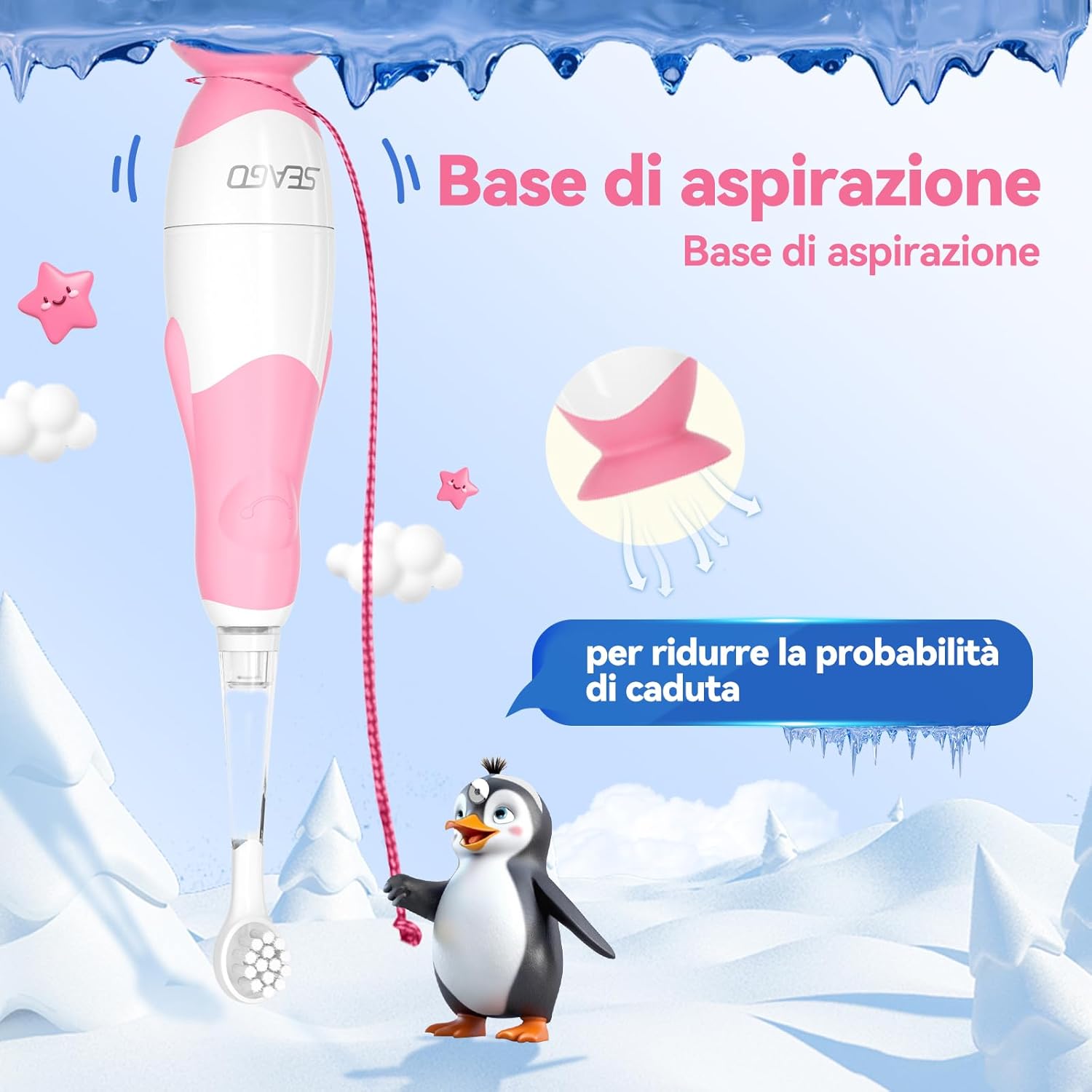 Thumbnail 3 de Spazzolino Elettrico per Bambini SG-2139 Balena Rosa – 0-6 anni, 8 testine, LED, IPX7