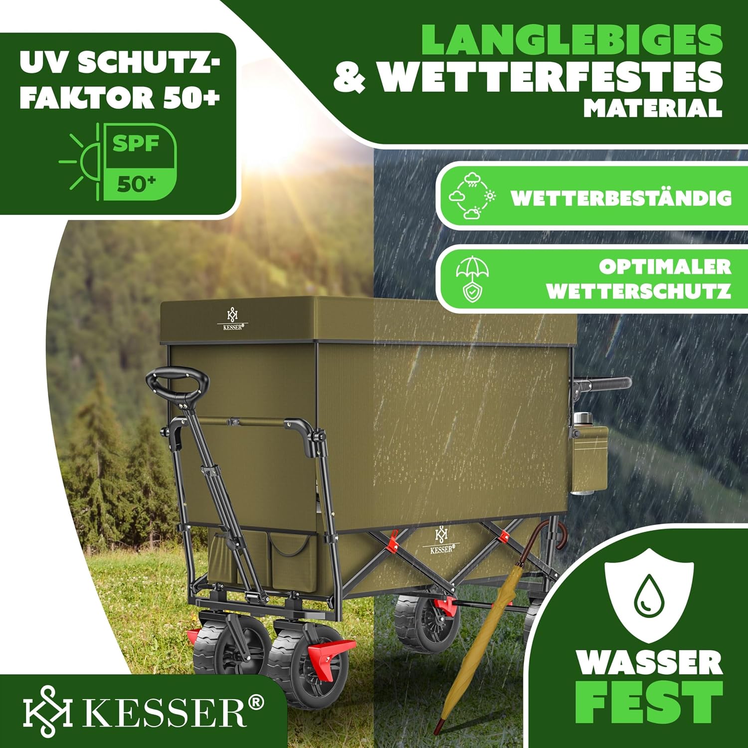 Thumbnail 6 de KESSER XXL Bollerwagen faltbar mit Dach GT9000 – klappbarer Handwagen bis 150 kg