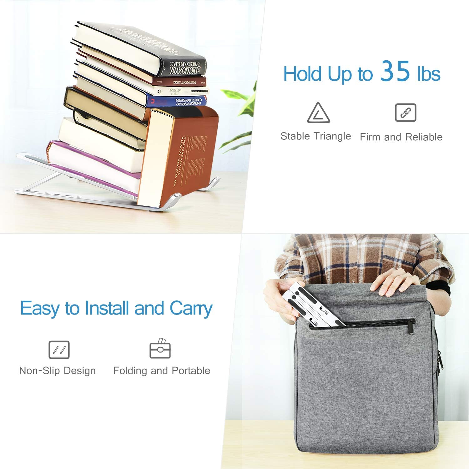Thumbnail 5 de ivoler Adjustable Laptop Stand for Desk – Foldable Aluminium Ergonomic Riser (Up to 17")