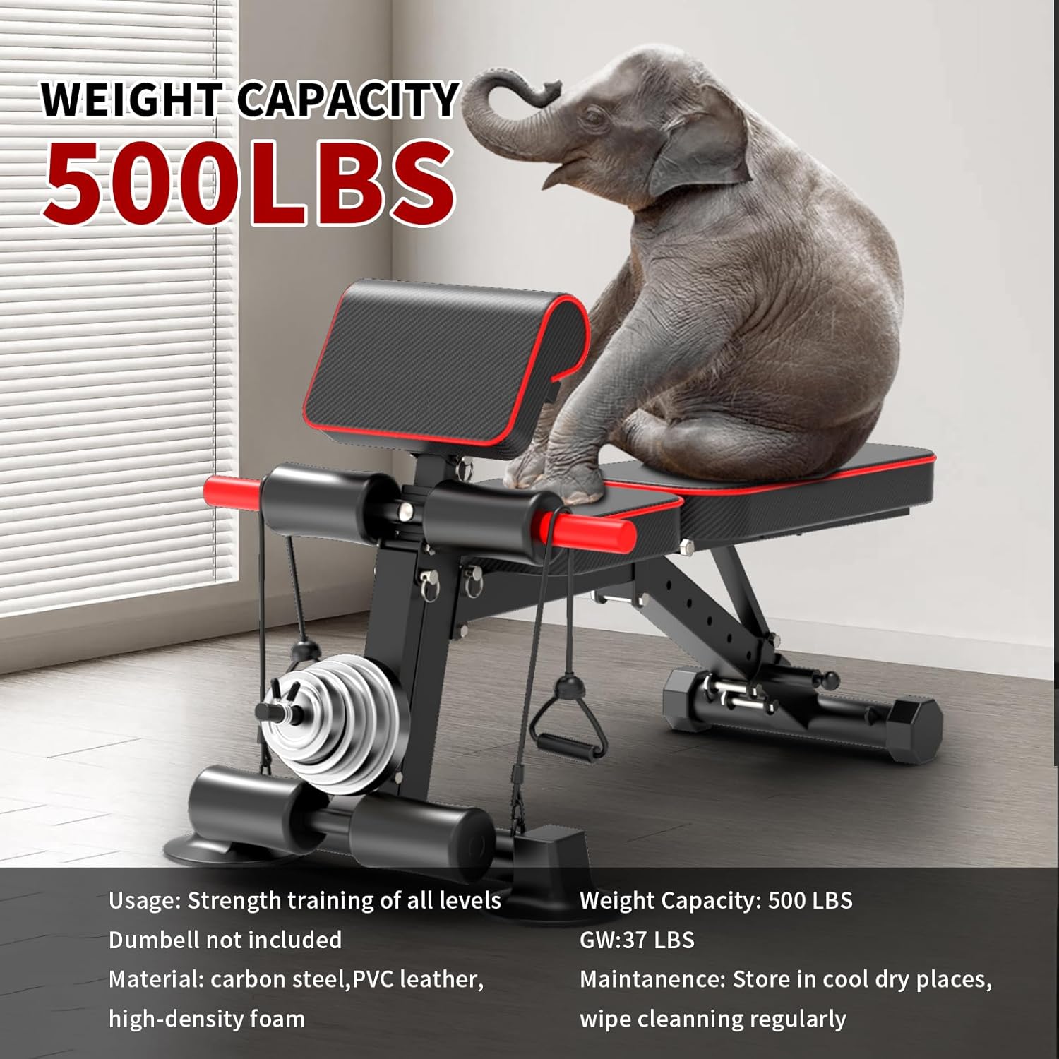 Thumbnail 1 de Adjustable Weight Bench — Foldable Utility Workout Bench for Full-Body Home Gym (Supports up to 600LBS)