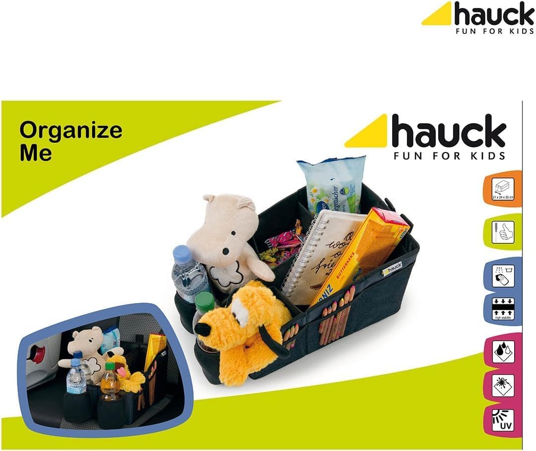 Thumbnail 6 de hauck Auto Organizer mit 2 Getränkehaltern – 6 verstellbare Fächer, faltbar & fixierbar für die Rücksitzbank (Grau)