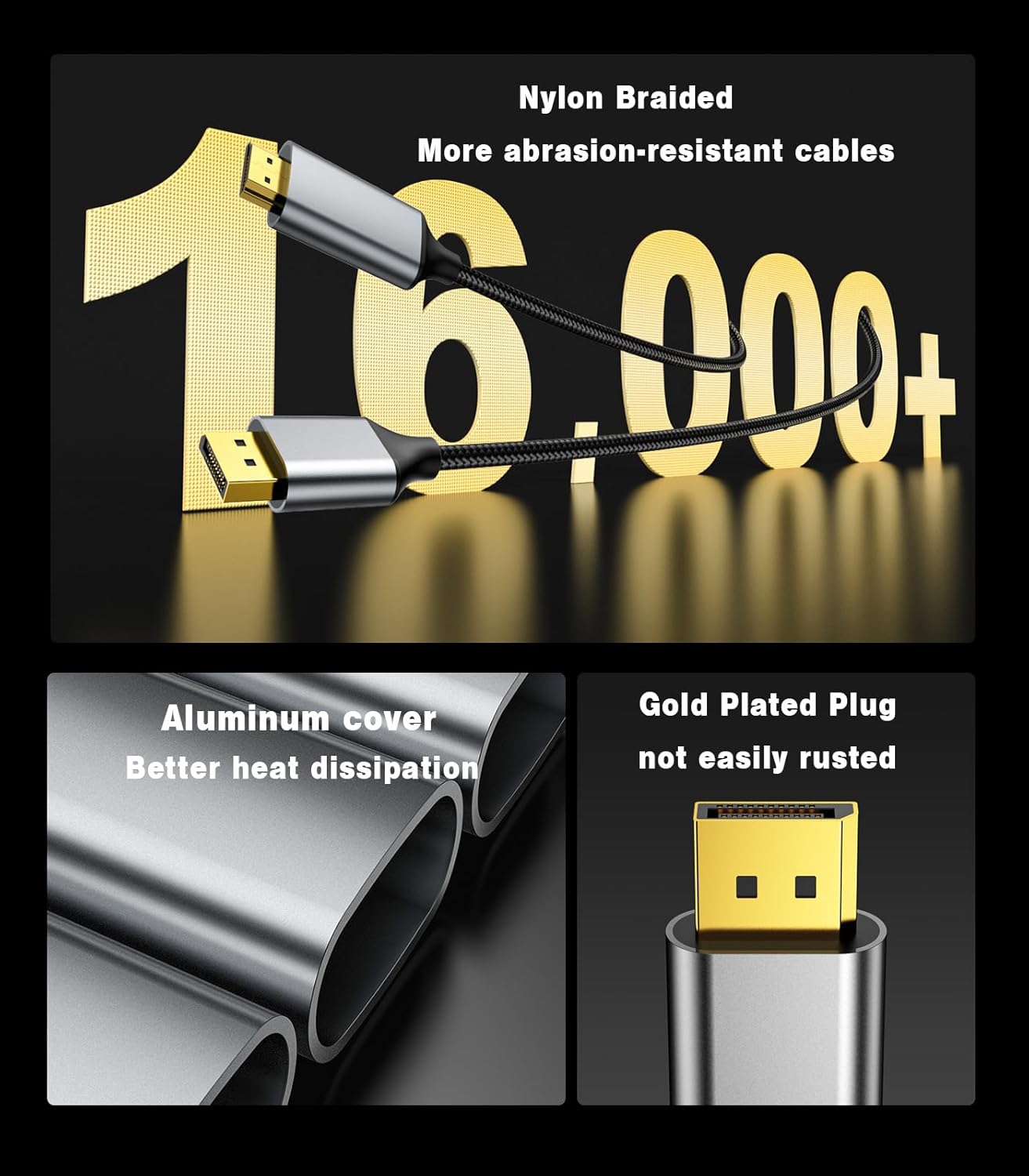 Thumbnail 4 de SwitchFlux Active DisplayPort to HDMI Cable 1M (4K@60Hz) – DP 1.2 to HDMI 2.0, Uni-Directional