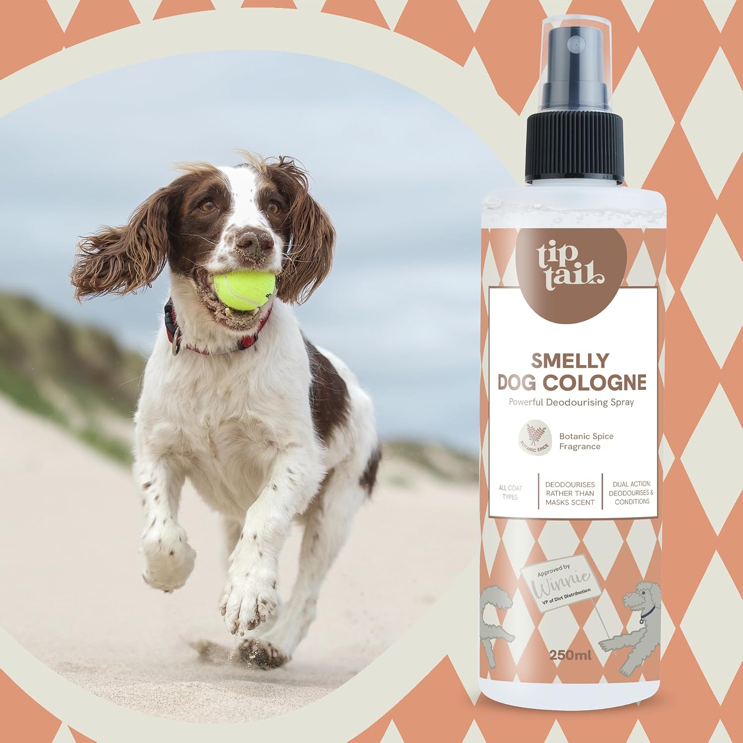 Detalle 2 de Tip Tail Smelly Dog Cologne Spray – Deodoris es and Conditions Fur (250ml)