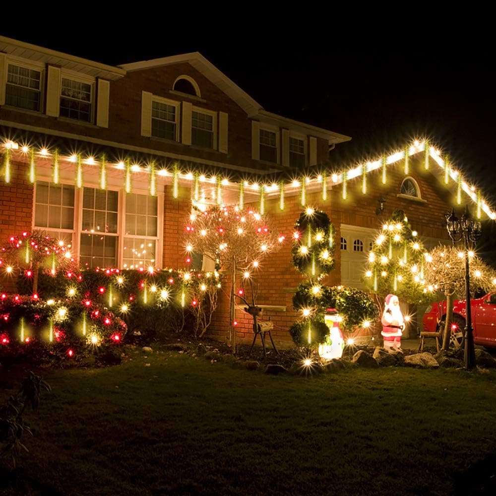 Detalle de Kwaiffeo mewa-eu meteorenregen-lichtslinger met 10 LED-buizen, warm wit