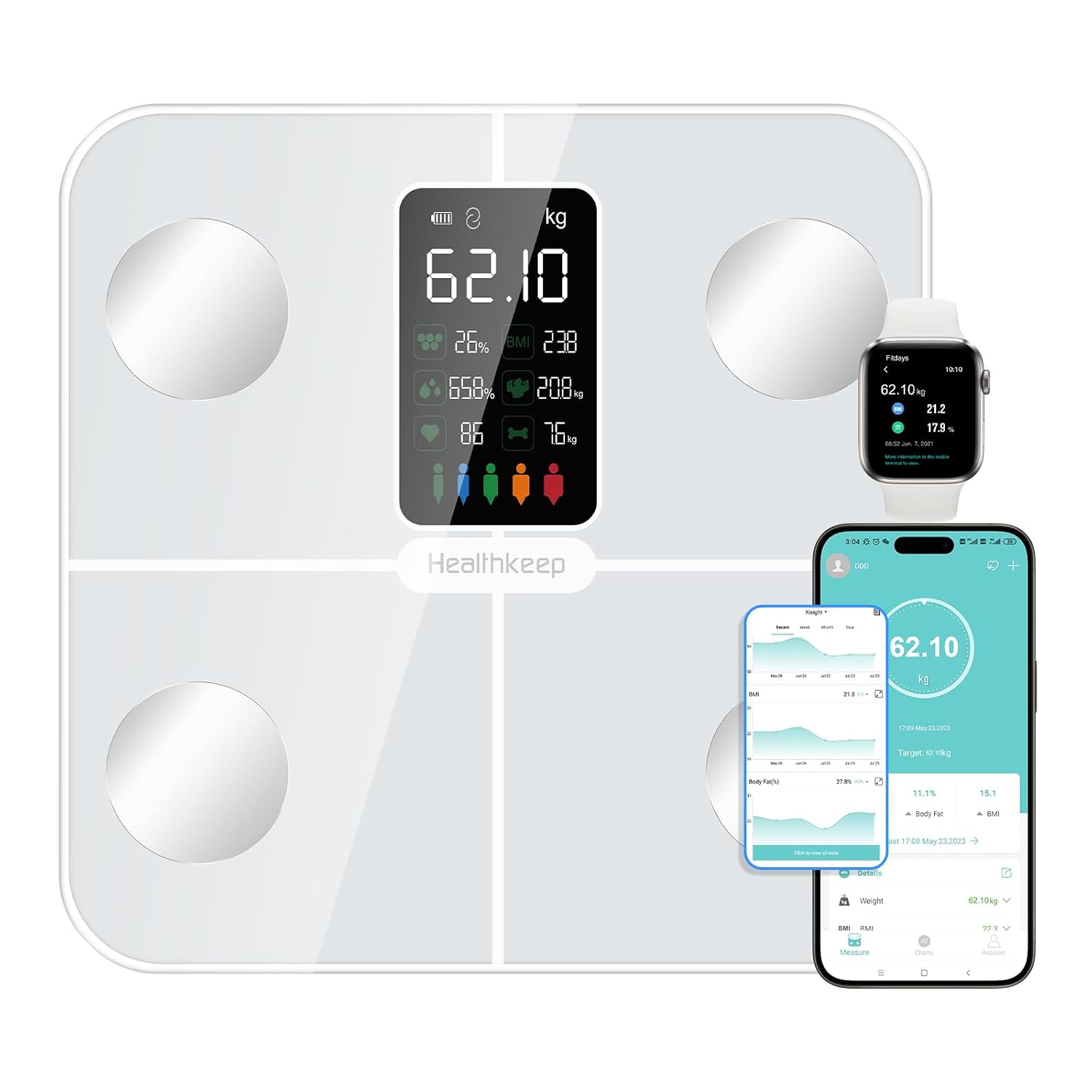 Detalle de Healthkeep Balance Connectée Balance Connectée avec impédancemètre et écran VA