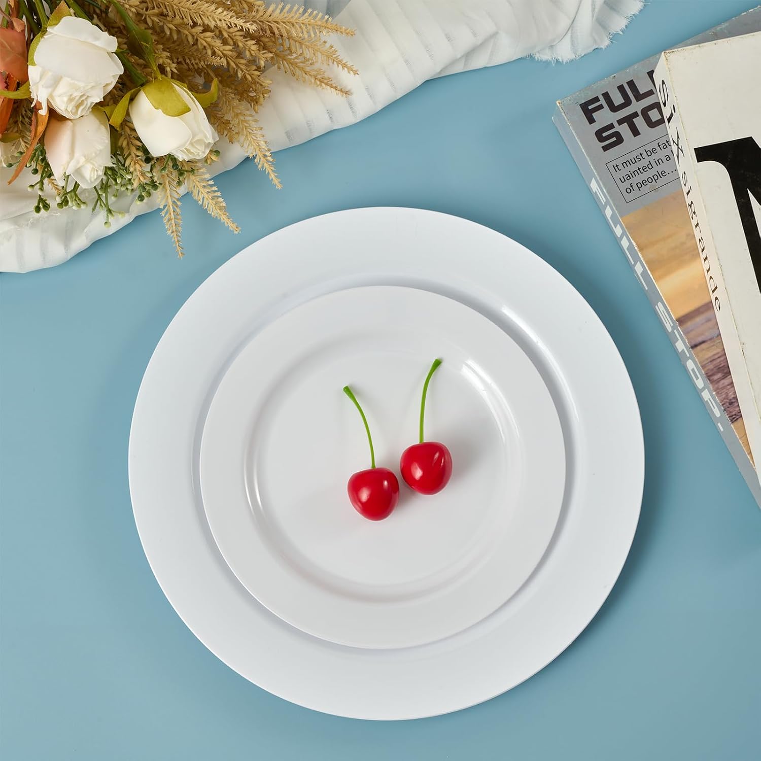 Detalle 2 de FOCUSLINE 100 Count White 10-Inch Heavy-Duty Plastic Plates