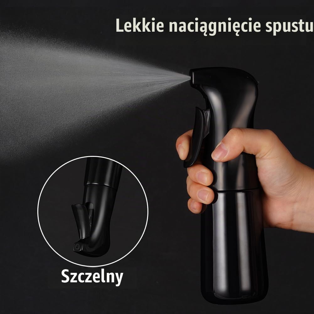 Detalle de Beugo 5395945 – czarna butelka z atomizerem 200 ml, drobna mgiełka